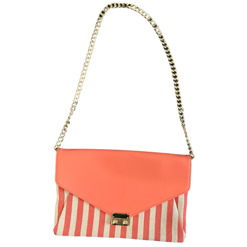 Express Striped Linen Envelope Shoulder Bag